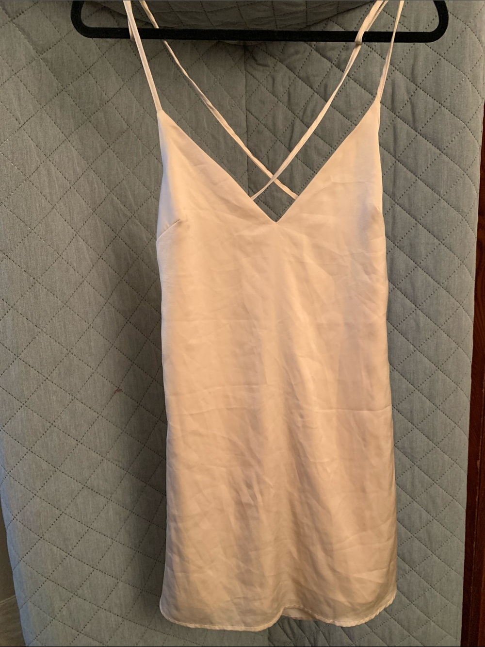 #69 Backless Champagne Pink Slip Dress with Double Spaghetti Straps